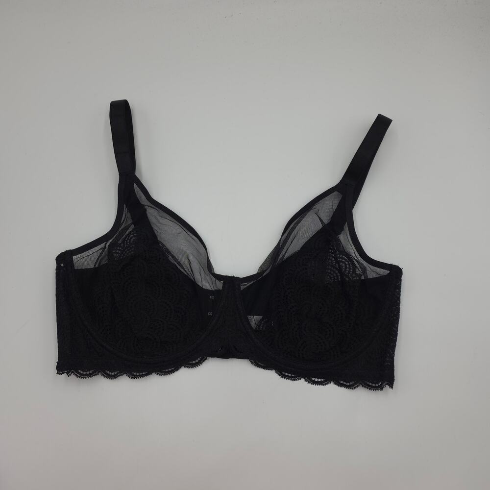 HSIA Mermaid Scales Lace Unlined Bra in Black Size 38DD